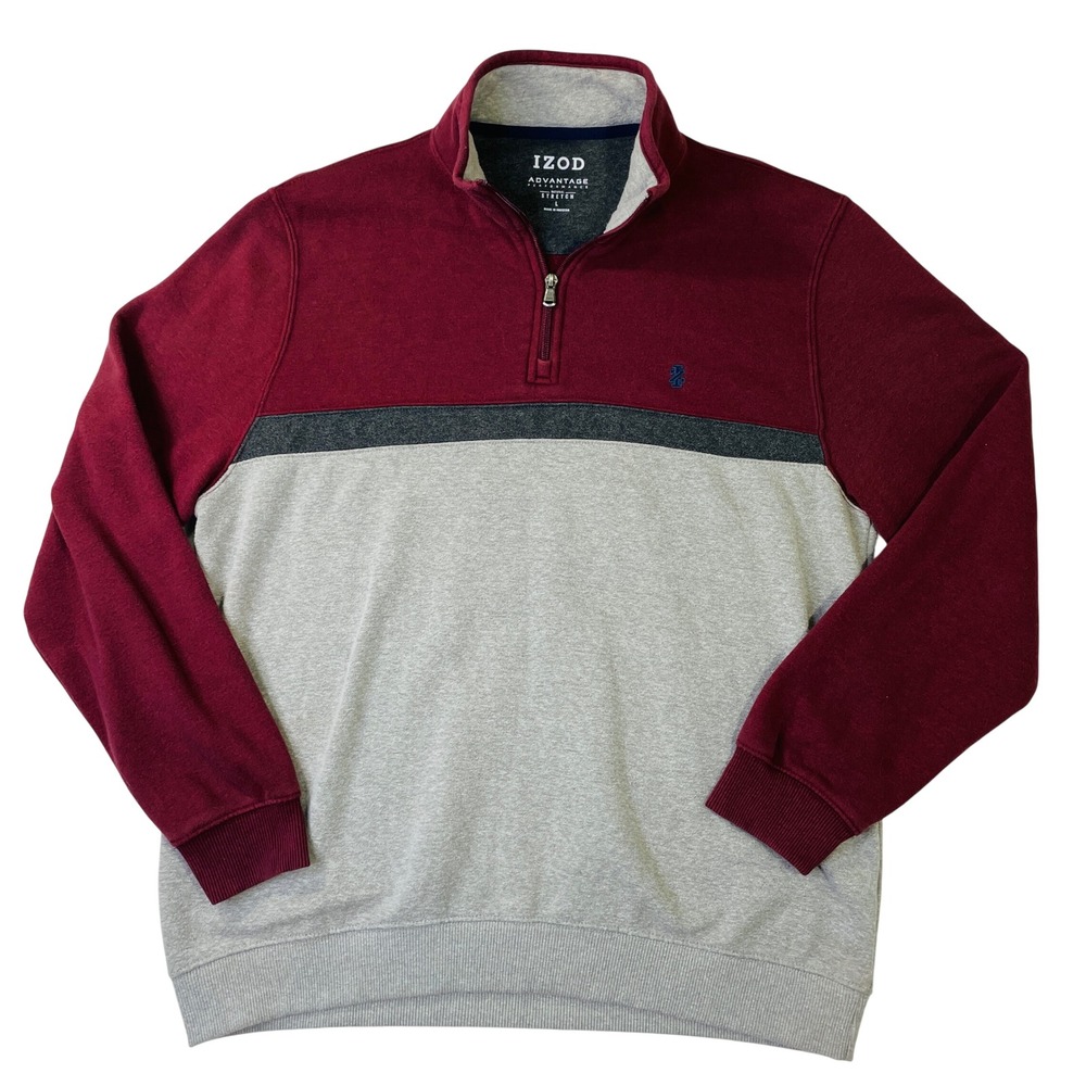 IZOD Advantage Performance Mens Large Quarter Zip Pullover Colorblock Dadcore